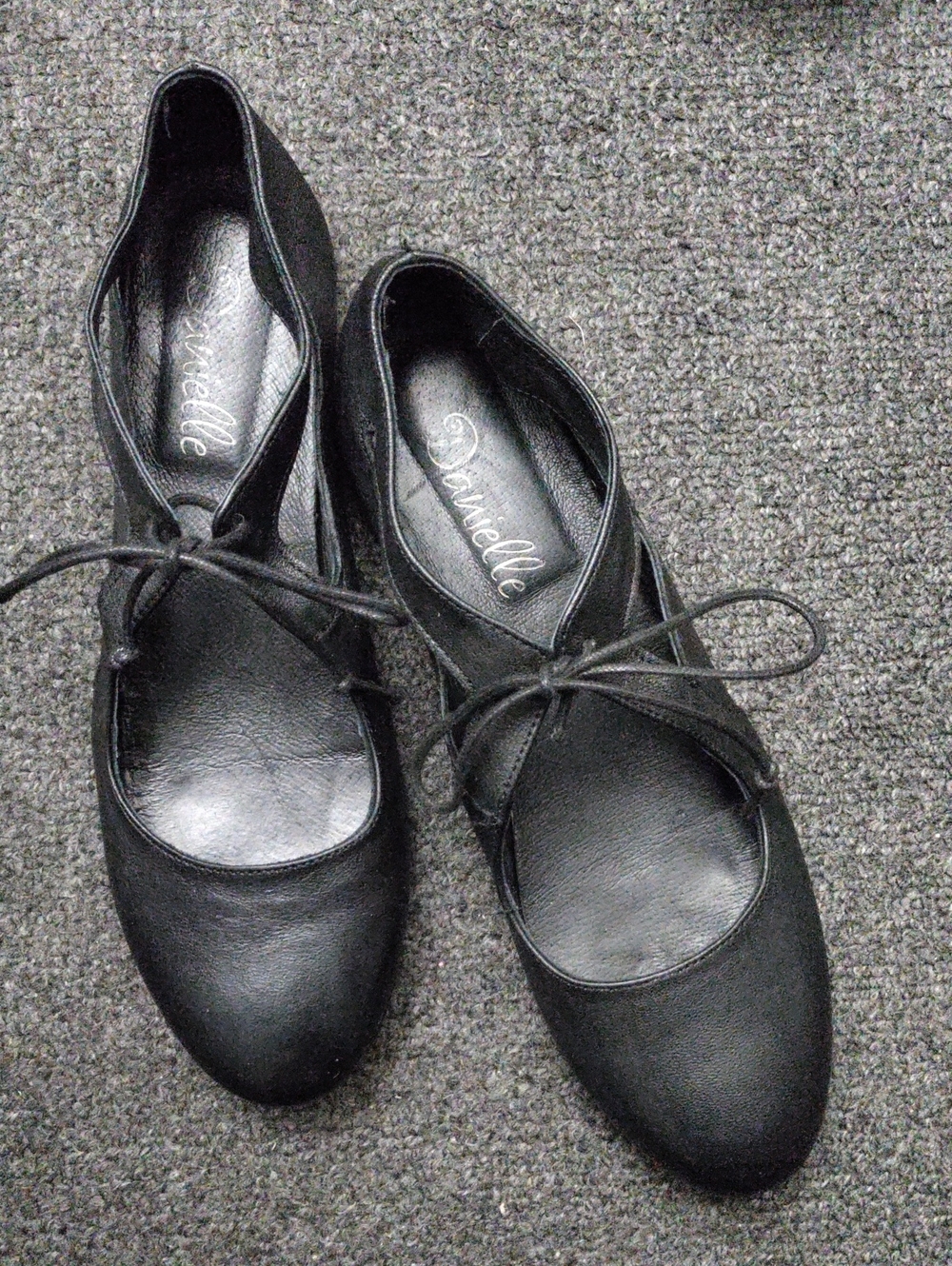 Women's Black Lace-Up Ballet Flats